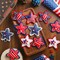 18 Pcs Memorial Day Star Felt Ornaments Patriotic 4th of July Hanging Stars 3.14 Inch White Red Blue Independence Day Tree Decorations for Memorial Veteran Day Party Decor(Stylish Style)